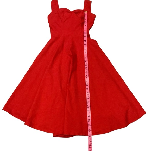 GRACE KARIN VINTAGE 1950’S STYLE HALTER FIT & FLAIRE RED DRESS/ Size S - Picture 10 of 11